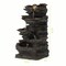 Decorative 4 Tier Rock Look Water Fountain with LED Rolling Glow Ball for Home and Garden